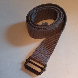 Gray Nylon Webbing Belt with Brass Buckle